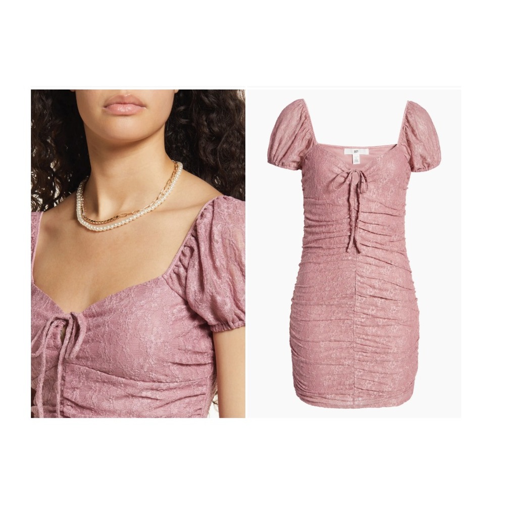 BP Nordstrom Womens Lace Dress Y2K Fairy Lace Mini Rushed Cocktail - Size S Pink